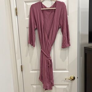 Caden Laden Postpartum/labor Wrap Robe - Mauve Pink purple waffle knit